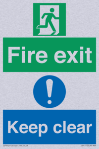 Fire exit Keep clear dual sign